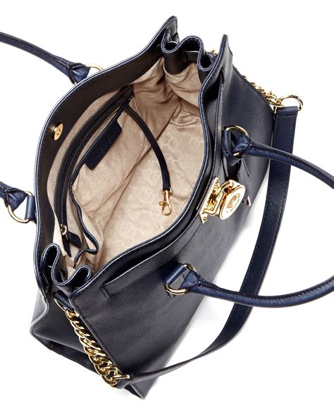michael kors saffiano hamilton tote navy